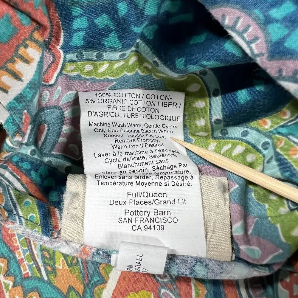 Pottery Barn Ana Paisley Duvet Cover Ocean Blue Full/Queen 2 Standard Shams Set